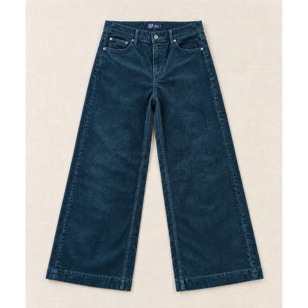 Gap Denim High Rise Wide Leg Corduroy Pants Teal Blue 18/34